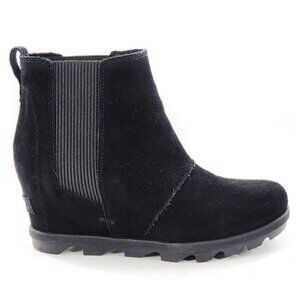 SOREL Joan of Arctic Wedge II Chelsea Boot Black Suede Wedge Heel Pull On